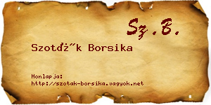 Szoták Borsika névjegykártya